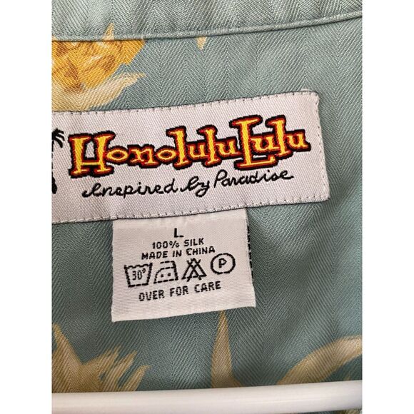 Honolulu Lulu Hawaiian Pineapple Print Shirt 100% Silk Size Large - Picture 7 of 7